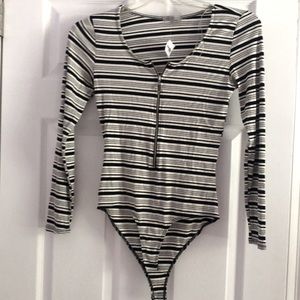 Charlott Russe striped bodysuit NWT